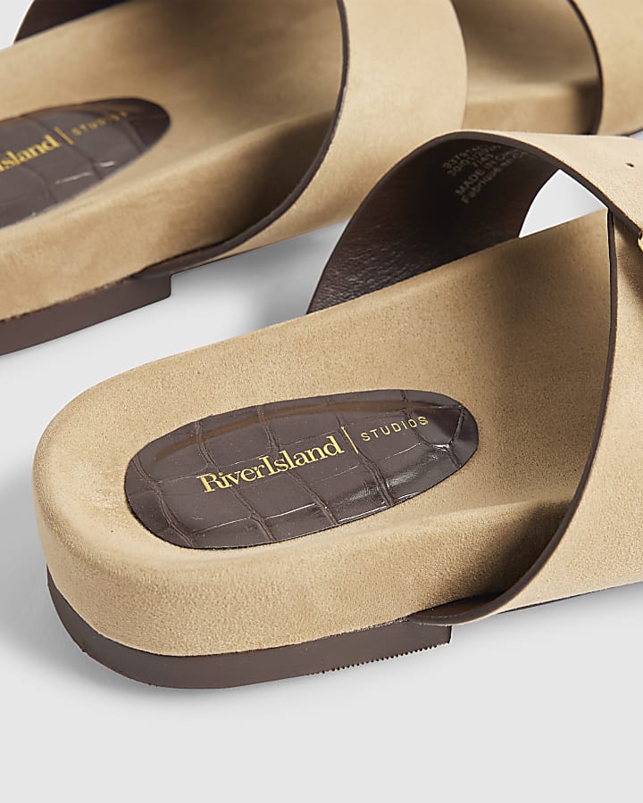 Beige Hardware Footbed Sandals