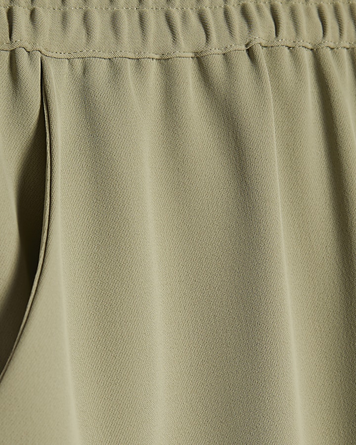 Khaki Wide Leg Trousers