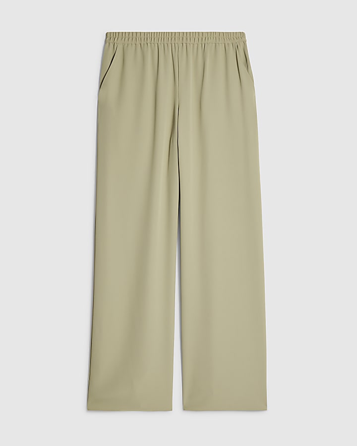 Khaki Wide Leg Trousers
