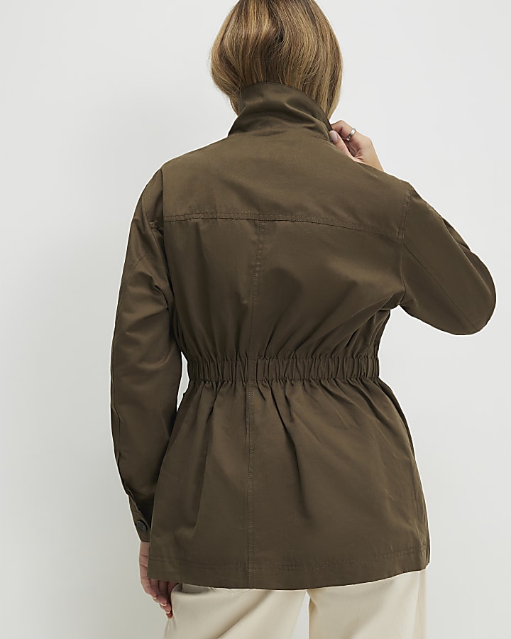 Khaki Utility Funnel Jacket