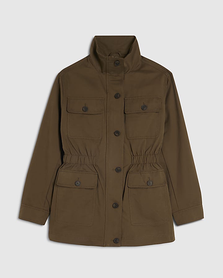 Khaki Utility Funnel Jacket