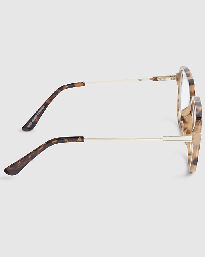 Brown Square Oversized Optical Lens Glasses
