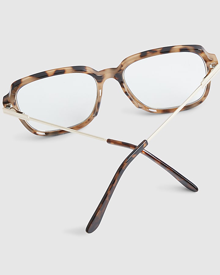 Brown Square Oversized Optical Lens Glasses