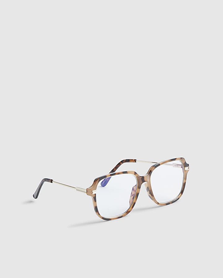 Brown Square Oversized Optical Lens Glasses