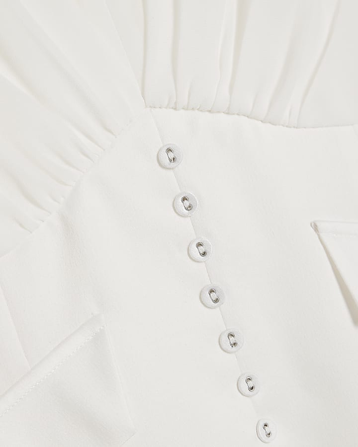 Cream Halter Neck Corset Blouse