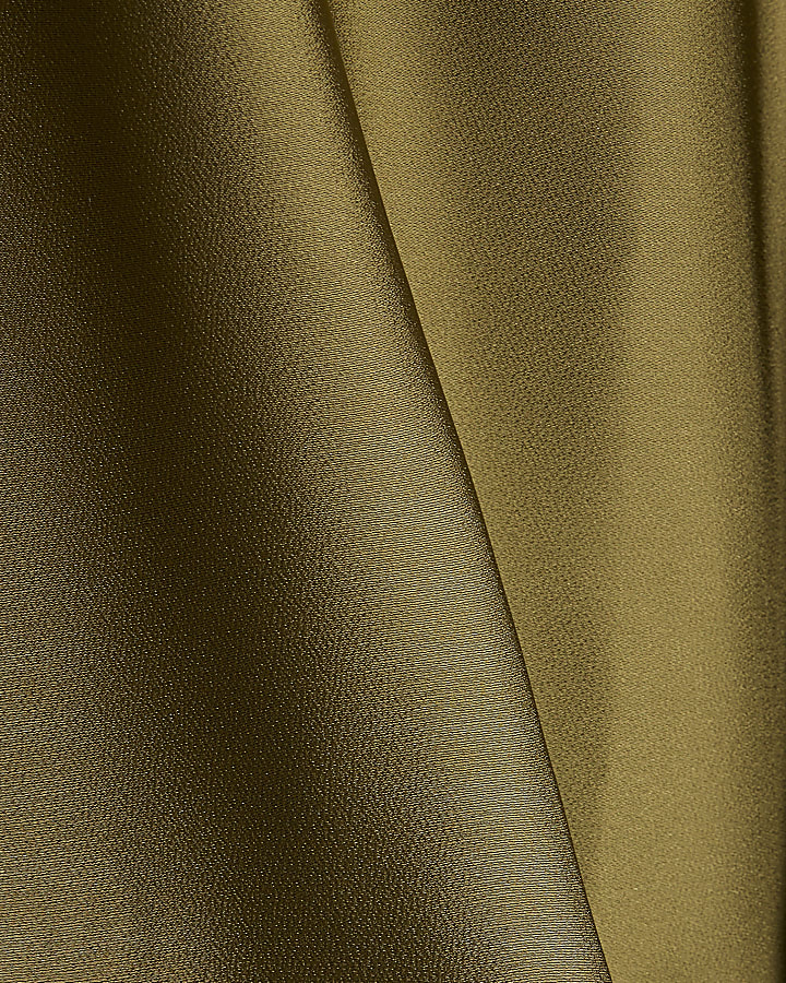 Khaki Tuck Hem Satin T-Shirt