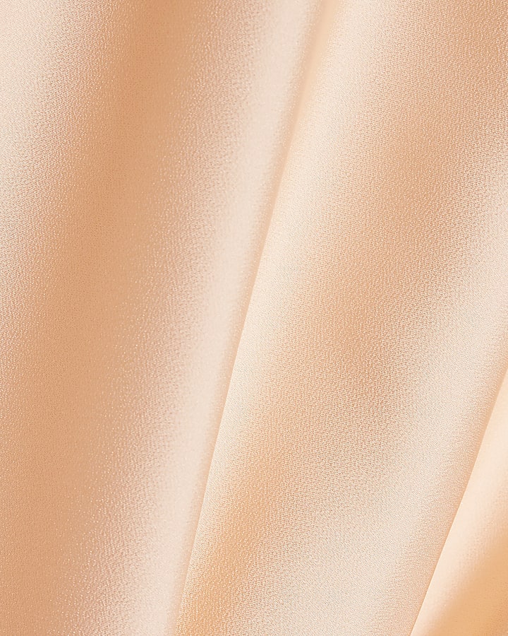 Pink Tuck Hem Satin T-Shirt