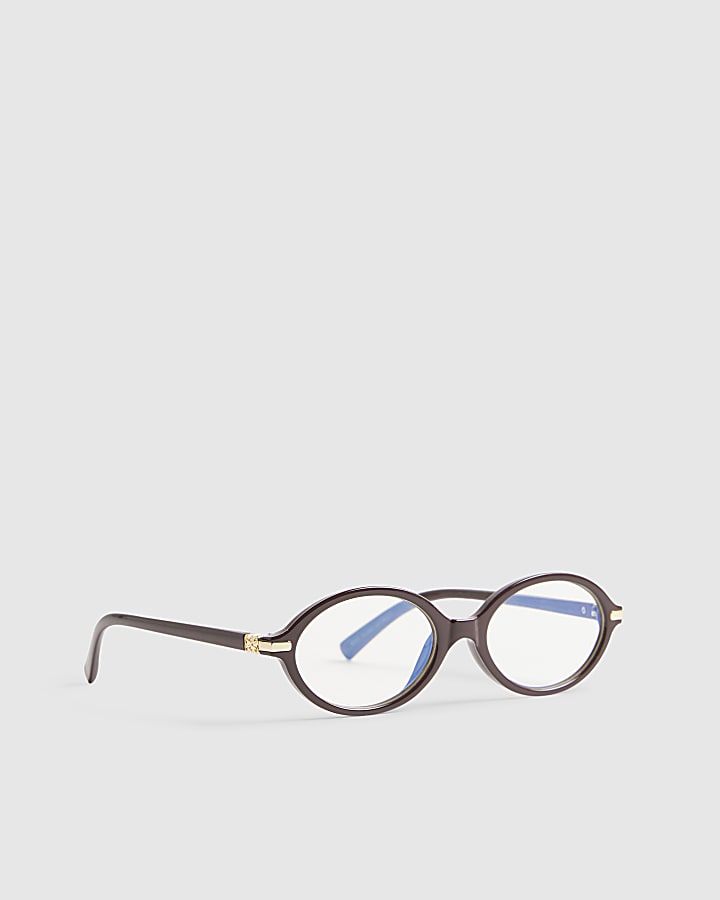 Red Oval Slim Blue Light Glasses