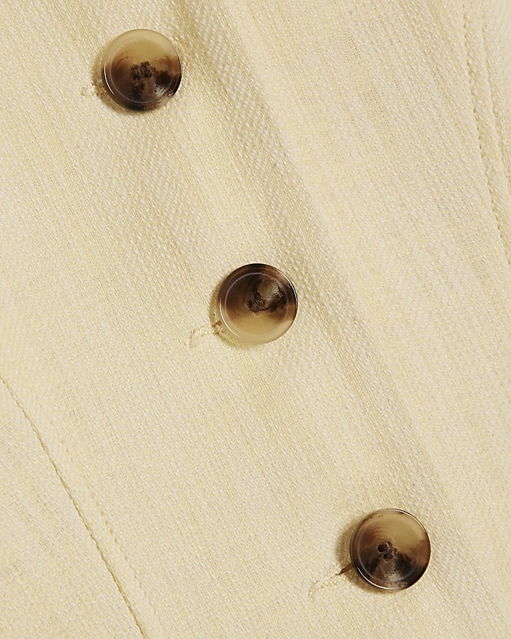 Yellow Linen Look Cocoon Sleeve Seamed Jacket