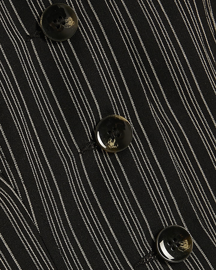 Black Pinstripe Cocoon Sleeve Jacket