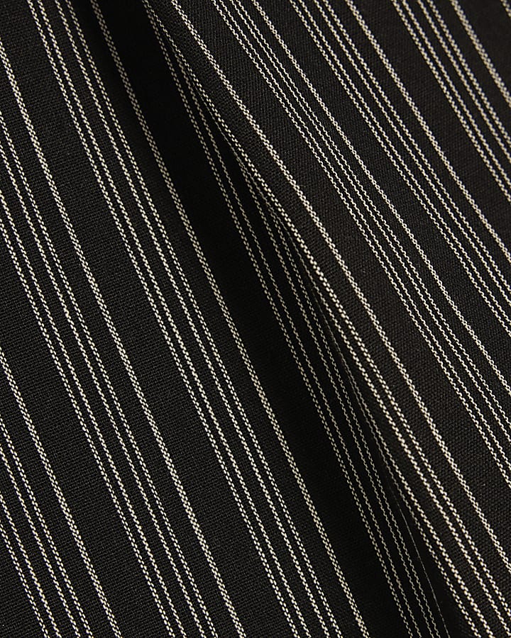 Black Pinstripe Lace Trim Shorts
