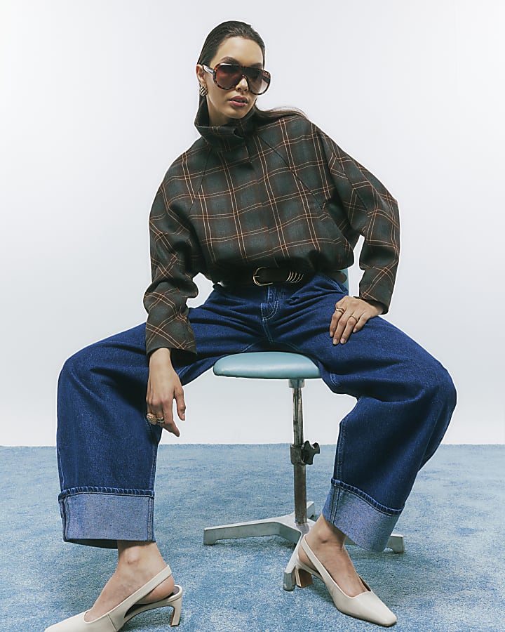 Brown Funnel Neck Bomber Jacket