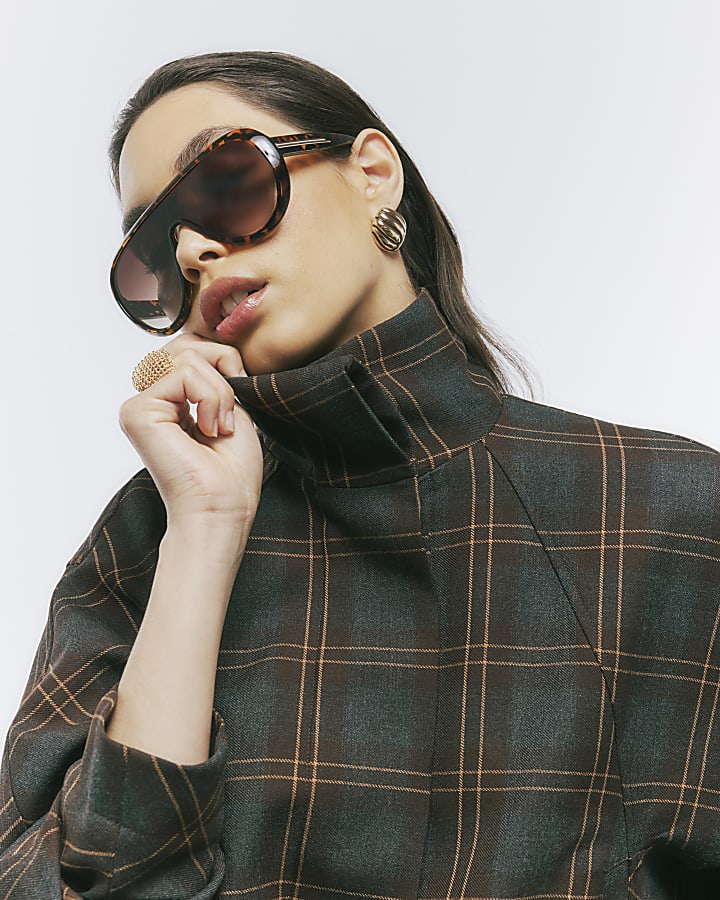 Brown Funnel Neck Bomber Jacket