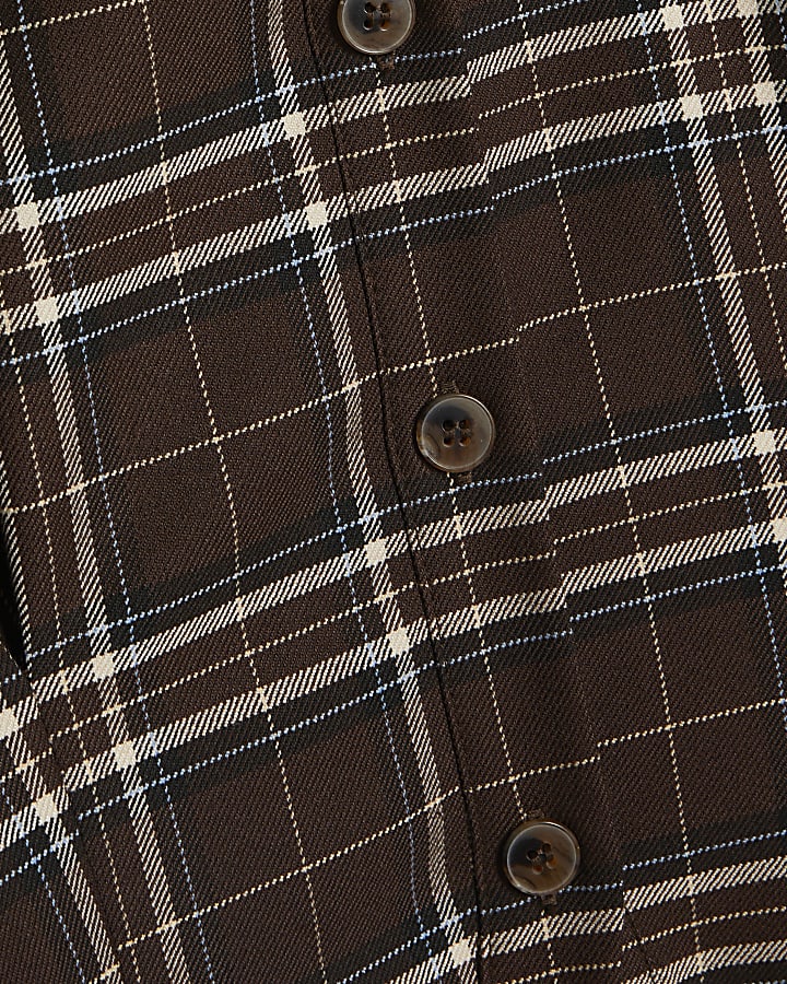 Brown Check Fitted Tailored Shirt