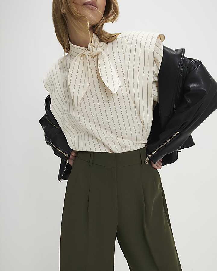 Green Drapey Barrel Leg Trousers