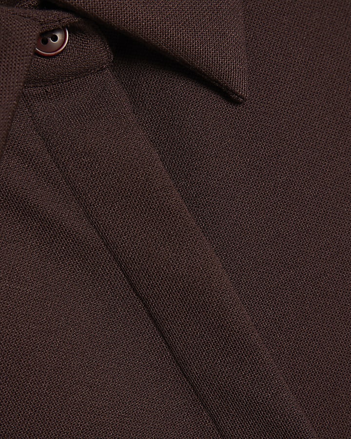 Brown Long Sleeve Shoulder Padded Shirt