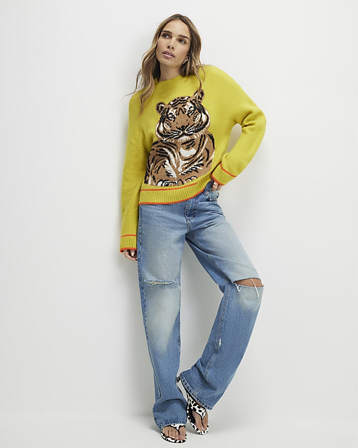 Yellow Tiger Knitted Jumper