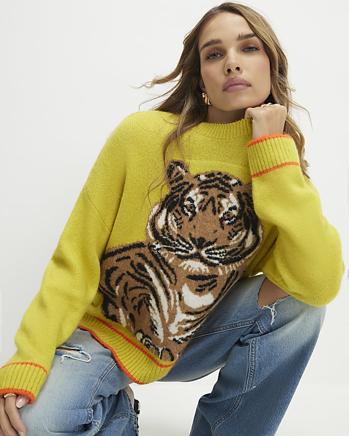 Yellow Tiger Knitted Jumper