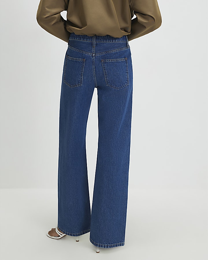 Blue Relaxed Straight Leg Jeans