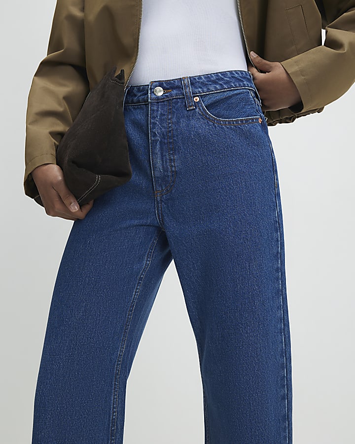 Blue Relaxed Straight Leg Jeans