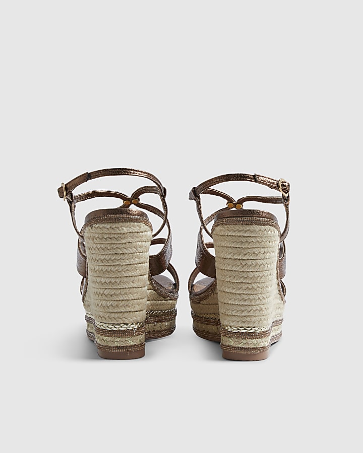 Bronze Caged Wedge Sandals