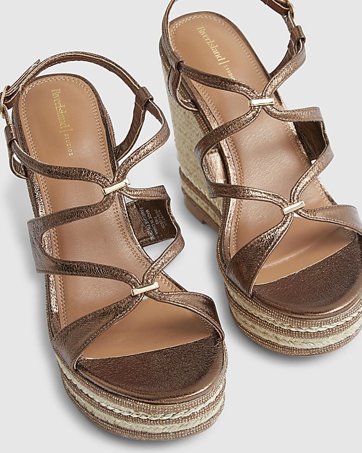 Bronze Caged Wedge Sandals