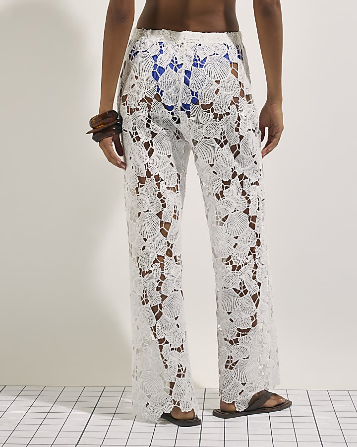 Cream Lace Beach Trousers