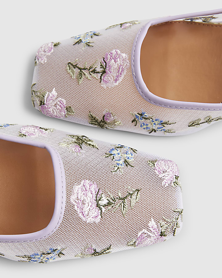 Purple Square Toe Mule Court Shoes