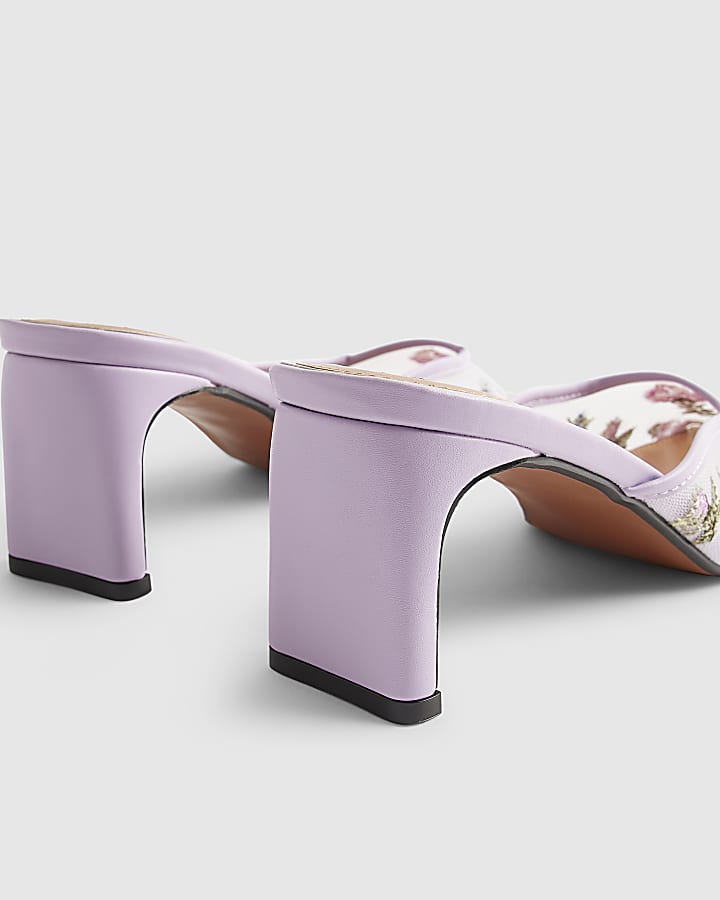 Purple Square Toe Mule Court Shoes