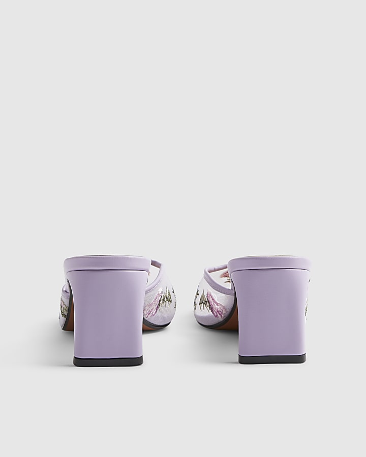 Purple Square Toe Mule Court Shoes