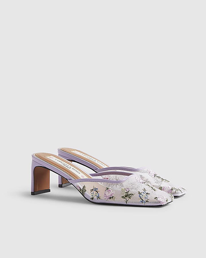 Purple Square Toe Mule Court Shoes