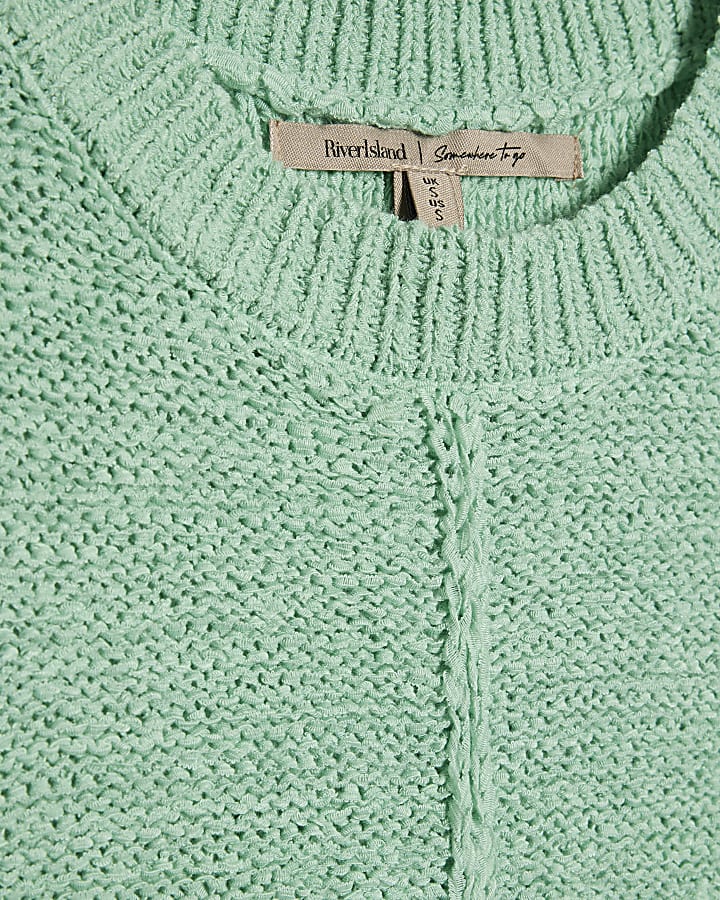 Blue Knitted Sleeveless Tank Top