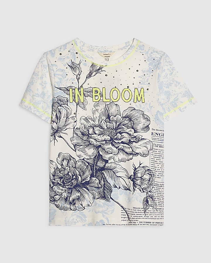 Blue Short Sleeve In Bloom T-shirt