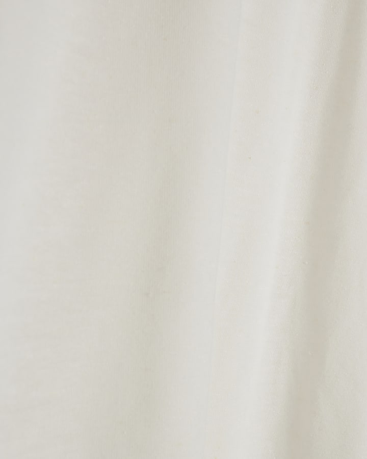 White Drop Shoulder Linen Blend T-shirt