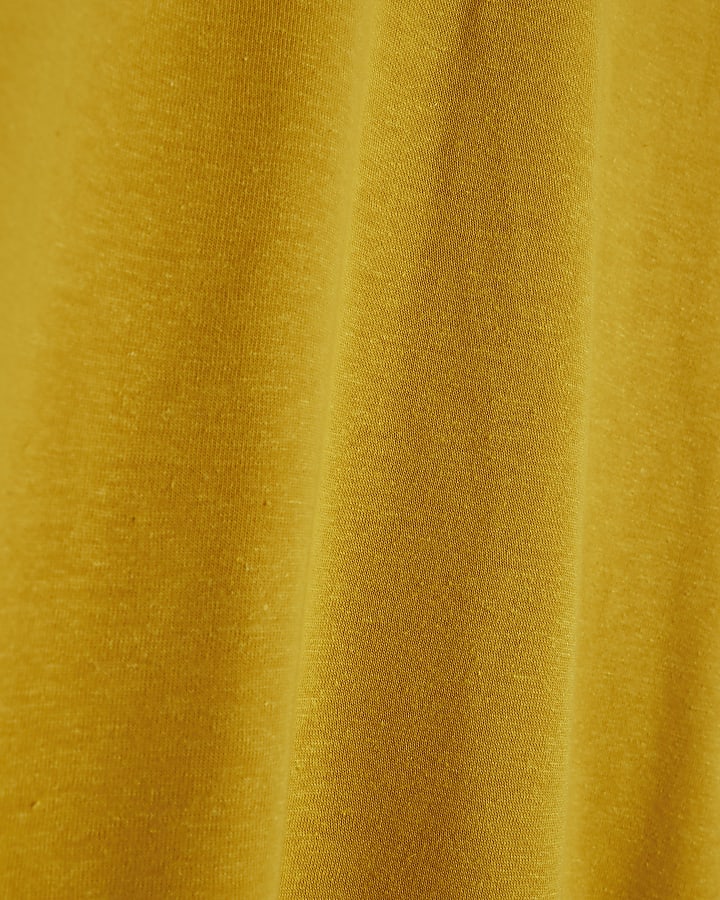 Yellow Drop Shoulder Linen Blend T-shirt