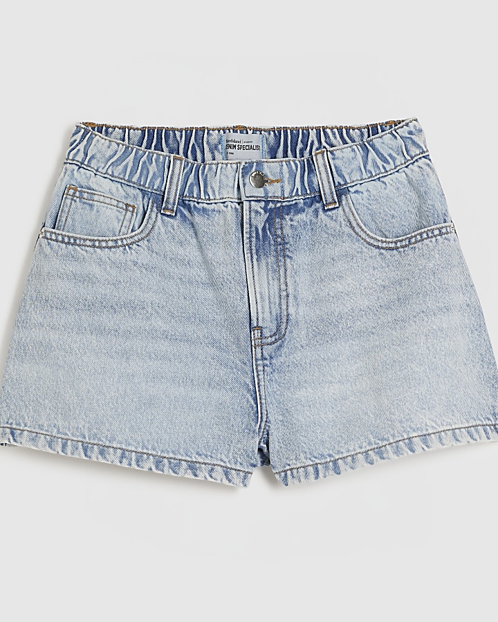 Petite Blue Elasticated A Line Denim Shorts