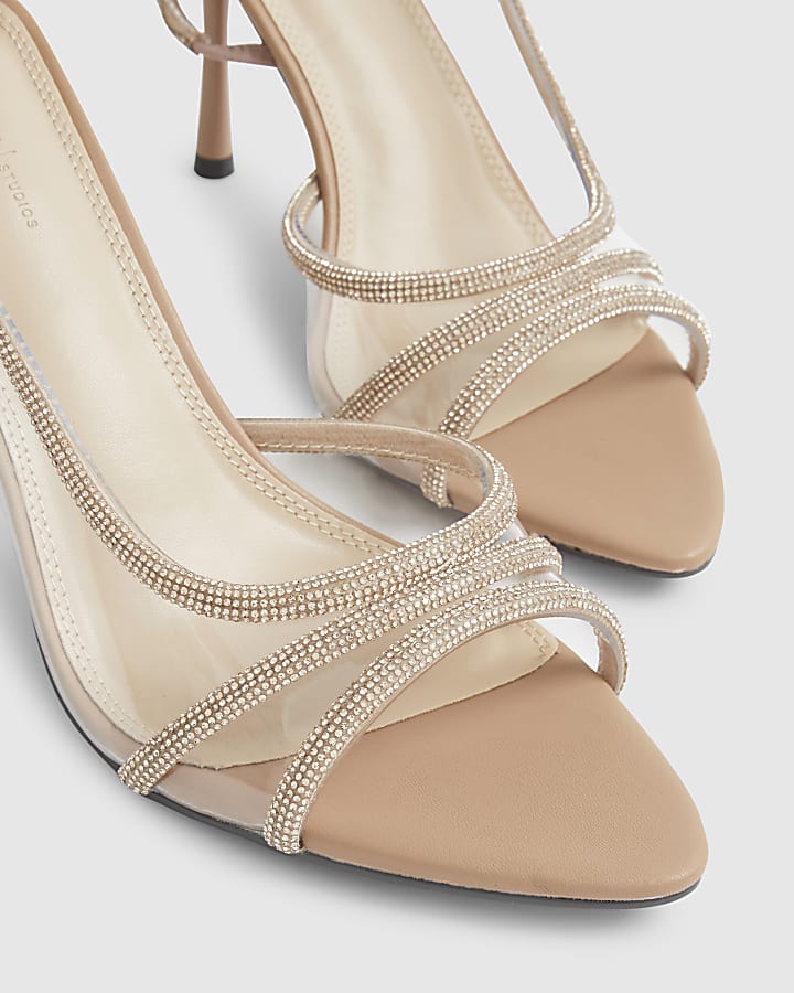 Rose Gold Embellished Heeled Sandals