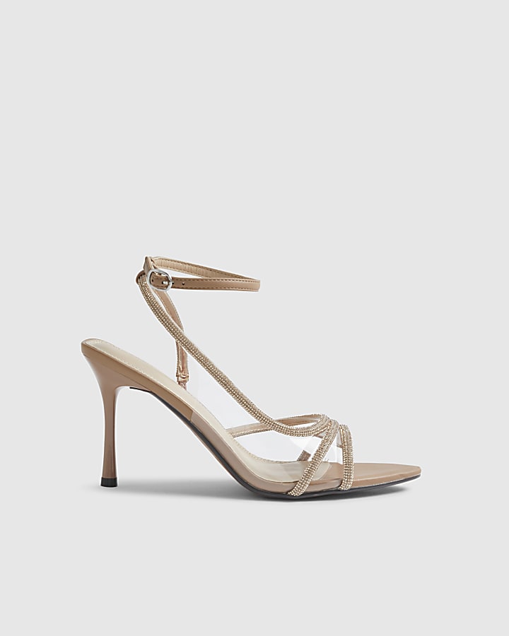 Rose Gold Embellished Heeled Sandals