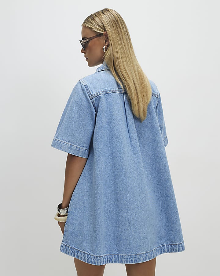 Petite Denim Button Through Dress