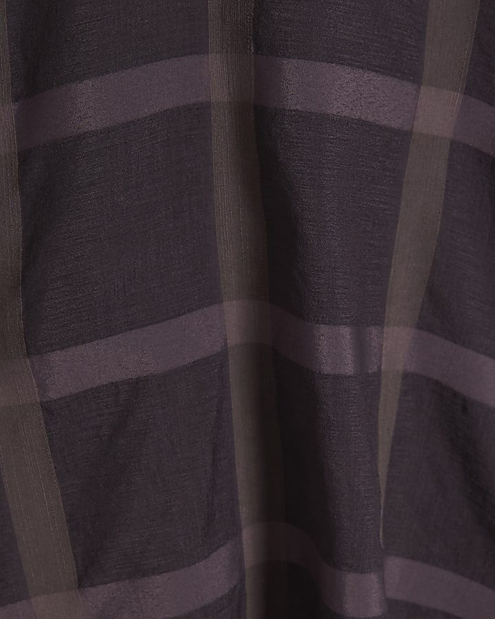 Purple Check Print Pussybow Blouse