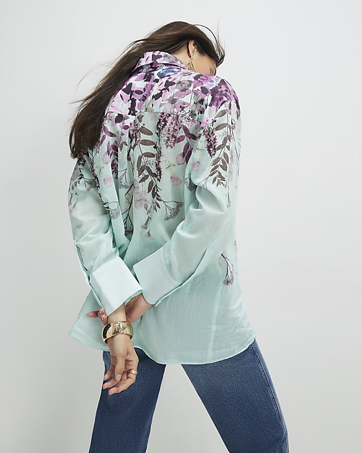 Green Floral Print Shirt