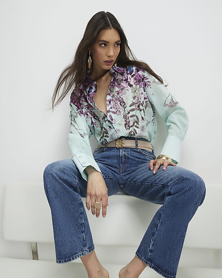 Green Floral Print Shirt