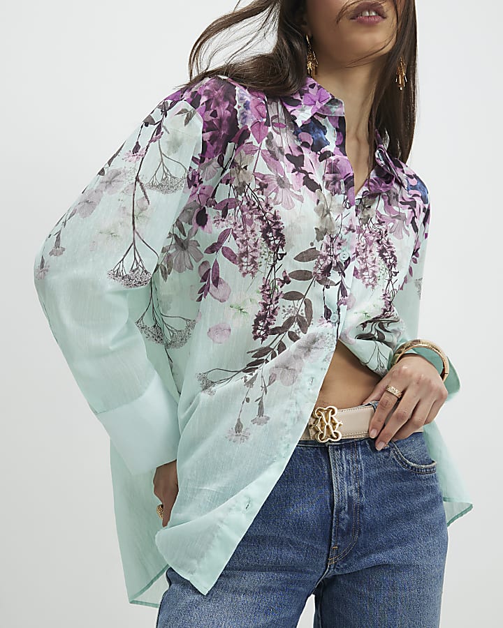 Green Floral Print Shirt