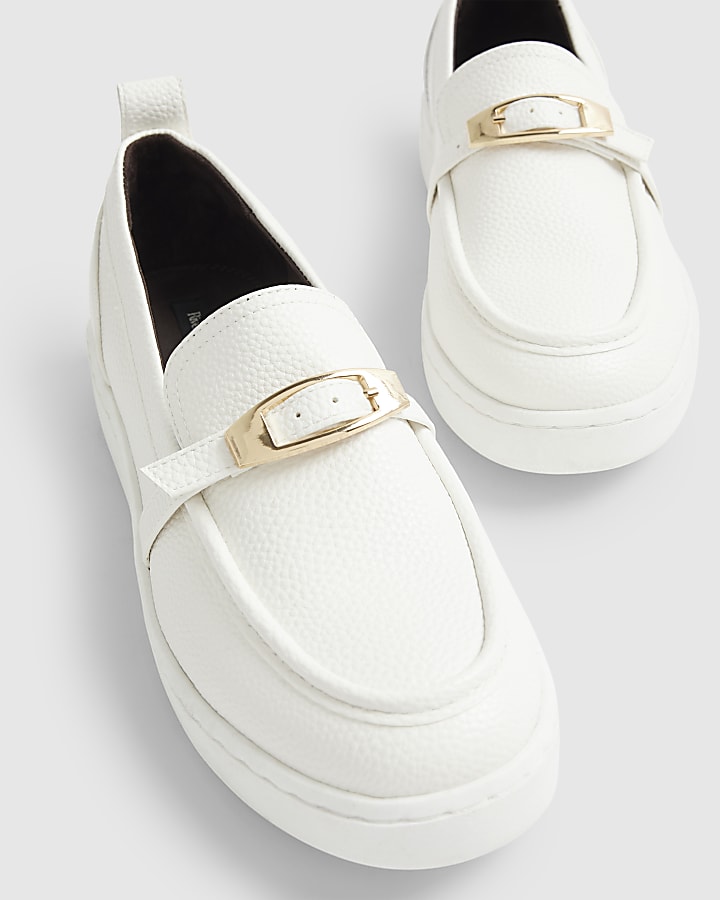 White Buckle Detail Sports Loafers