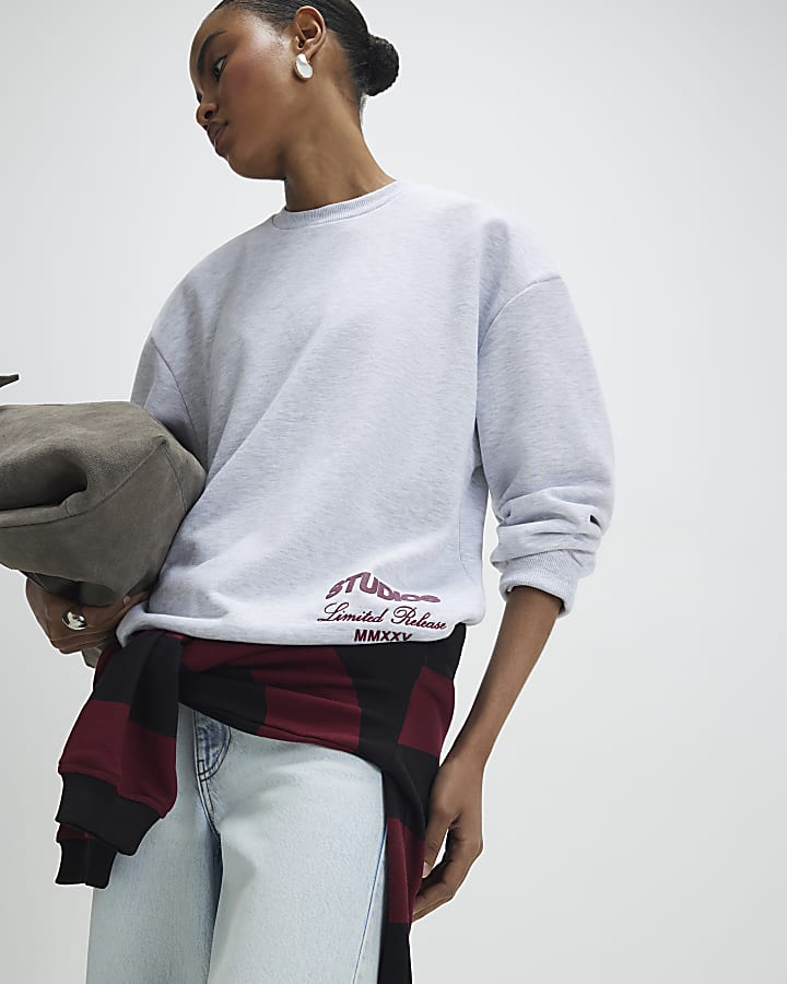 Grey Studio Graphic Oversized Sweatshirt
