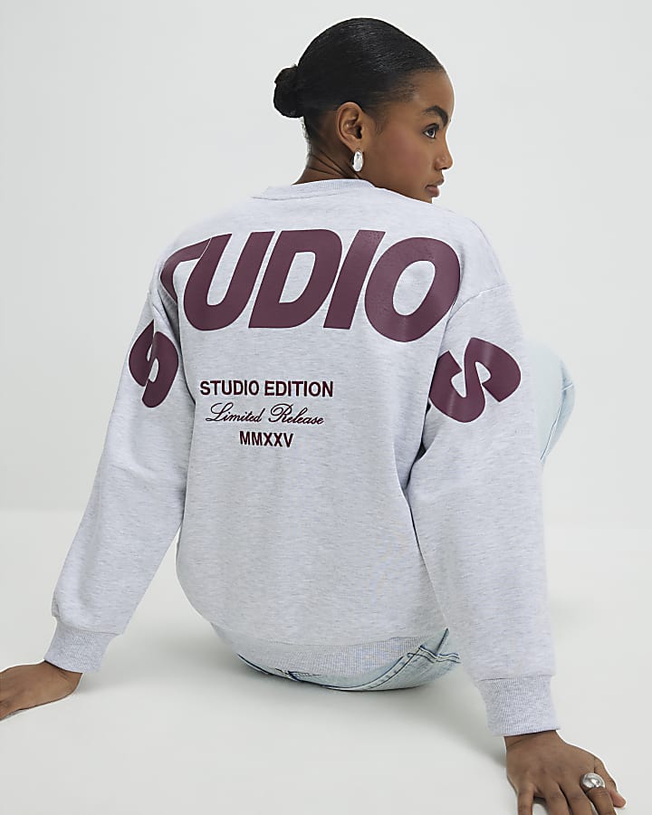 Grey Studio Graphic Oversized Sweatshirt