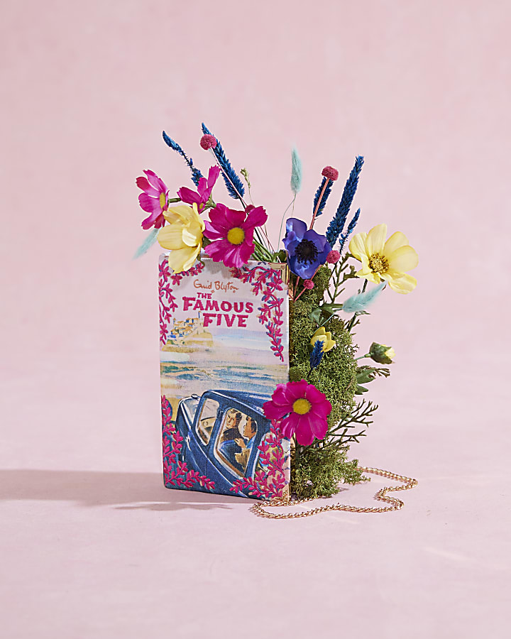 Pink Enid Blyton Floral Book Clutch Bag