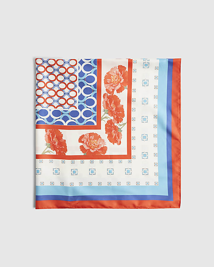 White Floral Print Scarf