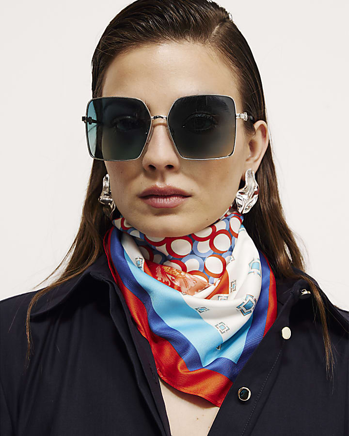 White Floral Print Scarf