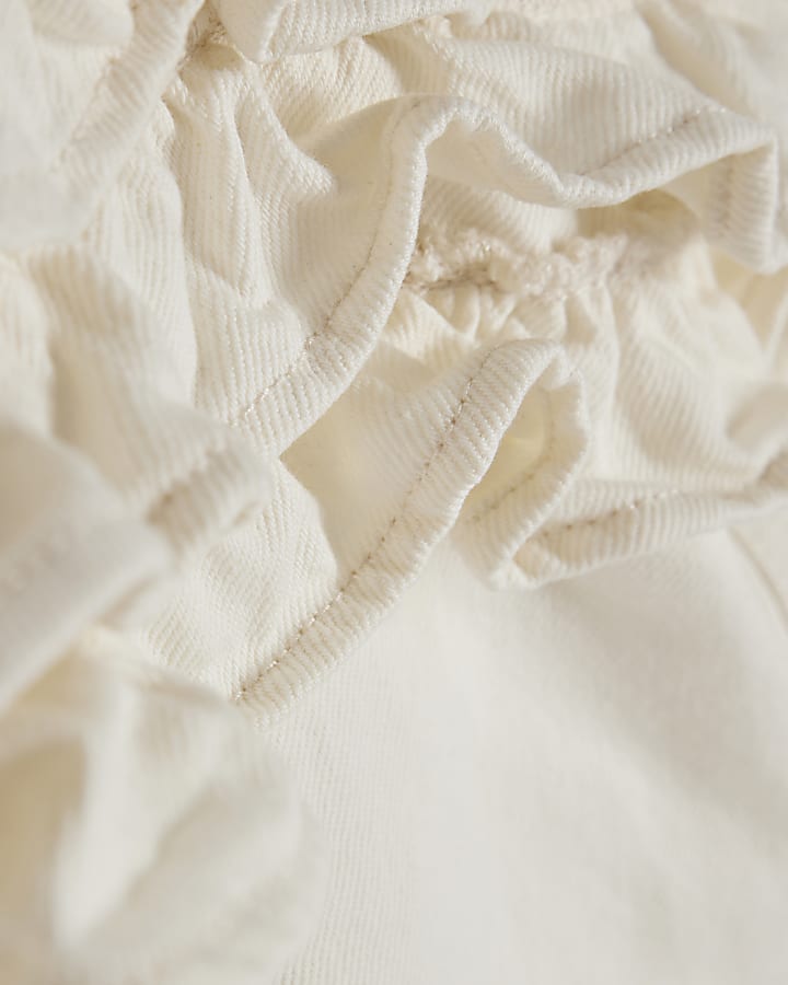 Cream Denim Frill Bandeau Top